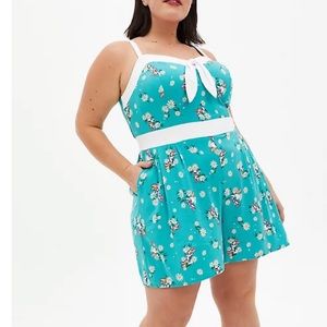 Torrid Disney Turquoise Retro Front-tie Romper Plus Size 3